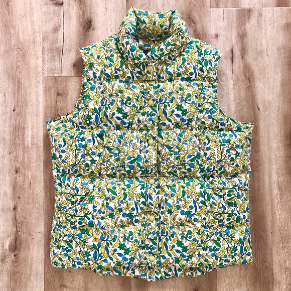 Lands End, Down Filled, Puffer Vest, Floral Jacket, Sz Med, Excellent Condition - Picture 5 of 11